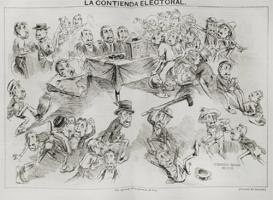 La contienda. “La contienda electoral”, El Hijo de El Ahuizote Año XV. Tomo XV. Núm. 730, 24 jun. 1900, p. 394-395.